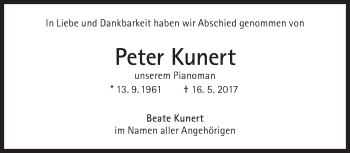 Traueranzeige von Peter Kunert von Süddeutsche Zeitung