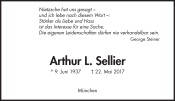 Traueranzeige von Arthur L. Sellier von Süddeutsche Zeitung