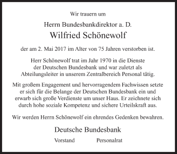 Traueranzeige von Wilfried Schönewolf von Süddeutsche Zeitung