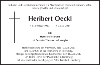 Traueranzeige von Heribert Oeckl von Süddeutsche Zeitung