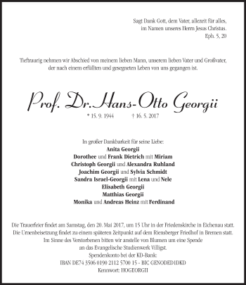 Traueranzeige von Hans-Otto Georgii von Süddeutsche Zeitung