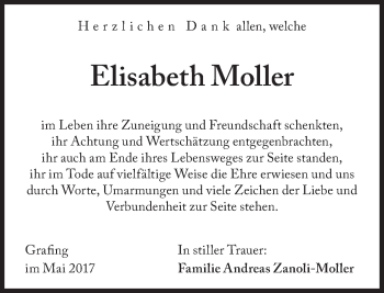 Traueranzeige von Elisabeth Moller von Süddeutsche Zeitung