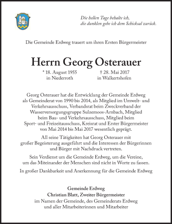 Traueranzeige von Georg Osterauer von Süddeutsche Zeitung