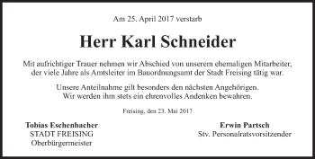 Traueranzeige von Karl Schneider von Süddeutsche Zeitung