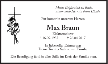 Traueranzeige von Max Braun von Süddeutsche Zeitung