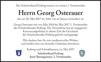 Traueranzeige von Georg Osterauer von Süddeutsche Zeitung