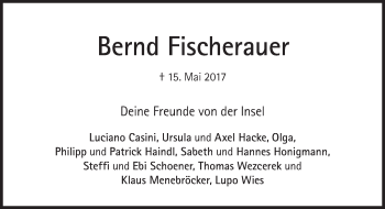 Traueranzeige von Bernd Fischerauer von Süddeutsche Zeitung
