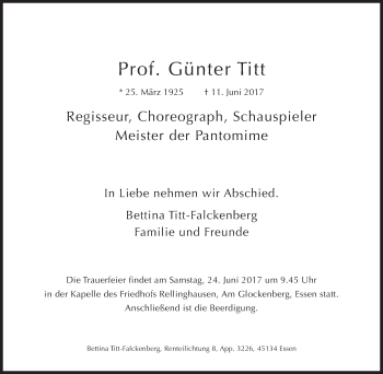 Traueranzeige von Günter Titt von Süddeutsche Zeitung