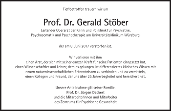Traueranzeige von Gerald Stöber von Süddeutsche Zeitung