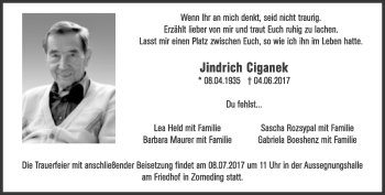 Traueranzeige von Jindrich Ciganek von Süddeutsche Zeitung