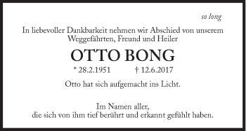 Traueranzeige von Otto Bong von Süddeutsche Zeitung