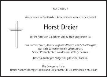 Traueranzeige von Horst Dreier von Süddeutsche Zeitung