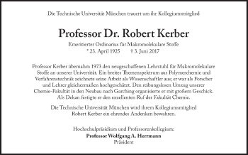 Traueranzeige von Robert Kerber von Süddeutsche Zeitung