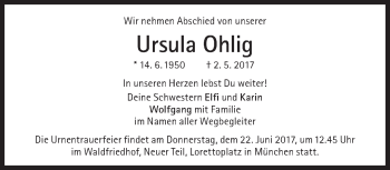 Traueranzeige von Ursula Ohlig von Süddeutsche Zeitung