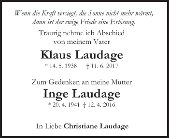 Traueranzeige von Klaus und Inge Laudage von Süddeutsche Zeitung