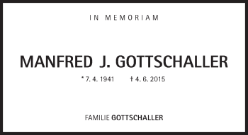 Traueranzeige von Manfred Gottschaller von Süddeutsche Zeitung