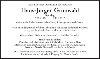 Traueranzeige von Hans-Jürgen Grünwald von Süddeutsche Zeitung