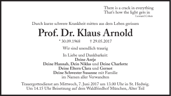 Traueranzeige von Klaus Arnold von Süddeutsche Zeitung