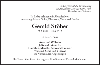 Traueranzeige von Gerald Stöber von Süddeutsche Zeitung