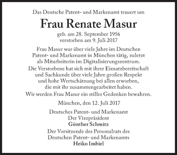 Traueranzeige von Renate Masur von Süddeutsche Zeitung