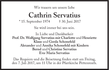 Traueranzeige von Cathrin Servatius von Süddeutsche Zeitung