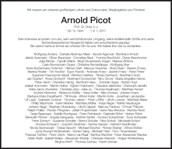 Traueranzeige von Arnold Picot von Süddeutsche Zeitung