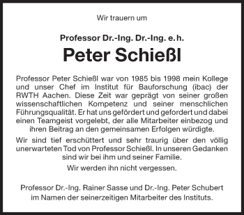 Traueranzeige von Peter Schießl von Süddeutsche Zeitung