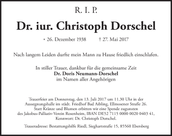 Traueranzeige von Christoph Dorschel von Süddeutsche Zeitung