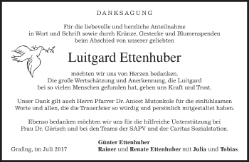 Traueranzeige von Luitgard Ettenhuber von Süddeutsche Zeitung