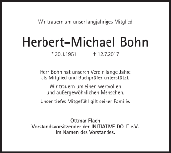 Traueranzeige von Herbert-Michael Bohn von Süddeutsche Zeitung