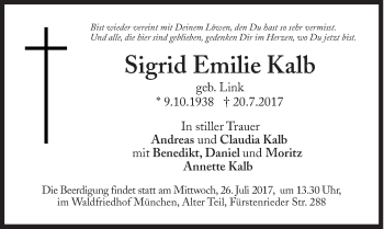 Traueranzeige von Sigrid Emilie Kalb von Süddeutsche Zeitung