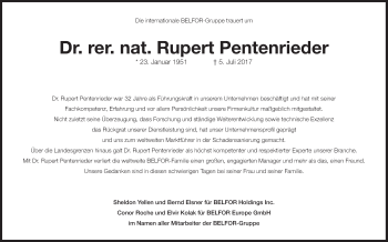Traueranzeige von Rupert Pentenrieder von Süddeutsche Zeitung
