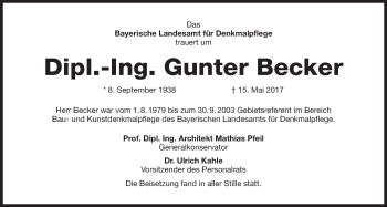 Traueranzeige von Gunter Becker von Süddeutsche Zeitung