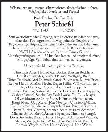Traueranzeige von Peter Schießl von Süddeutsche Zeitung