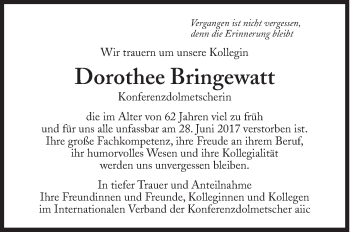 Traueranzeige von Dorothee Bringewatt von Süddeutsche Zeitung