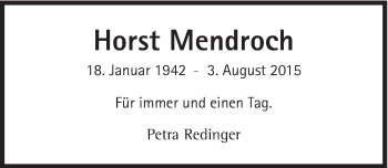 Traueranzeige von Horst Mendroch von Süddeutsche Zeitung