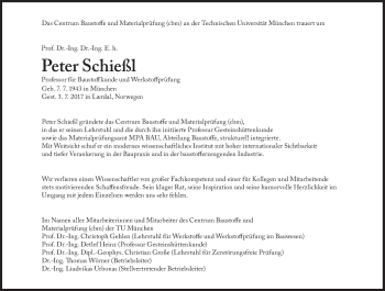 Traueranzeige von Peter Schießl von Süddeutsche Zeitung