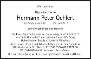 Traueranzeige von Hermann Peter Oehlert von Süddeutsche Zeitung