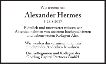 Traueranzeige von Alexander Hermes von Süddeutsche Zeitung