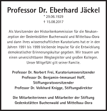 Traueranzeige von Eberhard Jäckel von Süddeutsche Zeitung