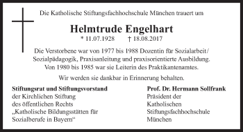 Traueranzeige von Helmtrude Engelhart von Süddeutsche Zeitung