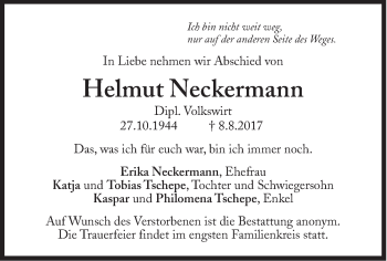 Traueranzeige von Helmut Neckermann von Süddeutsche Zeitung