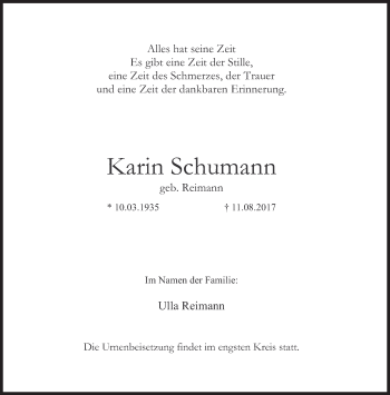 Traueranzeige von Karin Schumann von Süddeutsche Zeitung