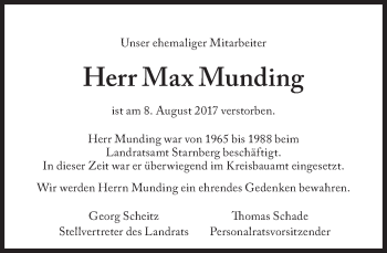 Traueranzeige von Max Munding von Süddeutsche Zeitung