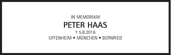 Traueranzeige von Peter Haas von Süddeutsche Zeitung