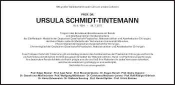 Traueranzeige von Ursula Schmidt-Tintemann von Süddeutsche Zeitung