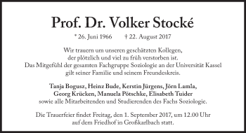 Traueranzeige von Volker Stocké von Süddeutsche Zeitung