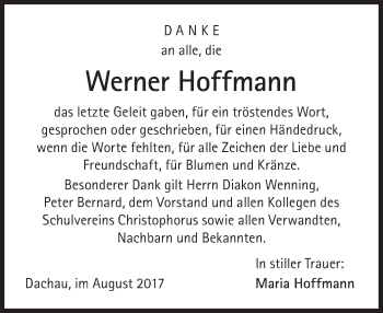 Traueranzeige von Werner Hoffmann von Süddeutsche Zeitung