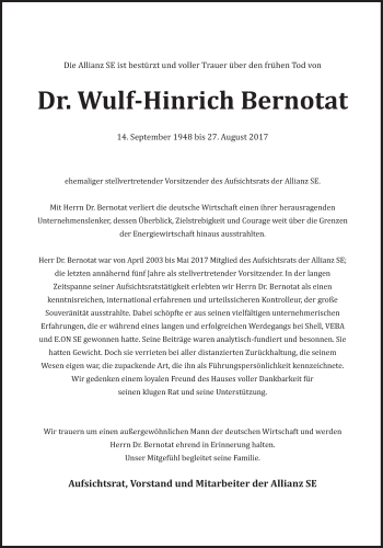 Traueranzeige von Wulf-Hinrich Bernotat von Süddeutsche Zeitung