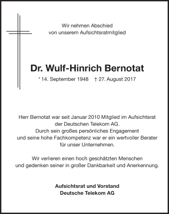 Traueranzeige von Wulf-Hinrich Bernotat von Süddeutsche Zeitung